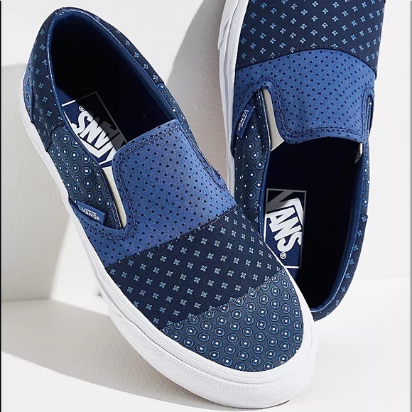 Vans Shoes - 🌟HP!🌟NEW! VANS X FREE PEOPLE Classic Slip On Denim Sneakers 8.5 Blue Patchwork